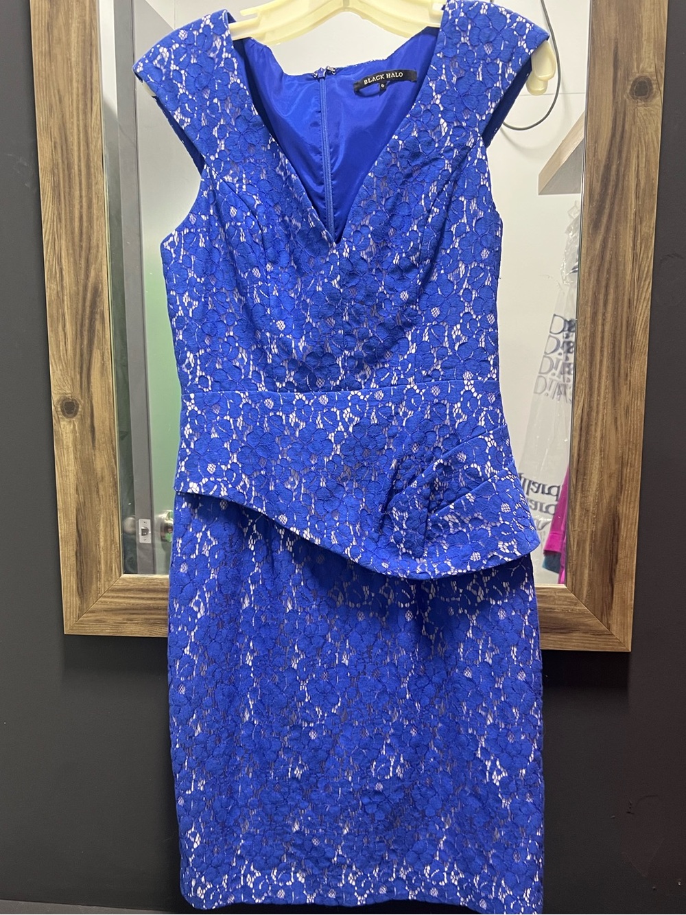 Black Halo Blue lace Dress Size 6